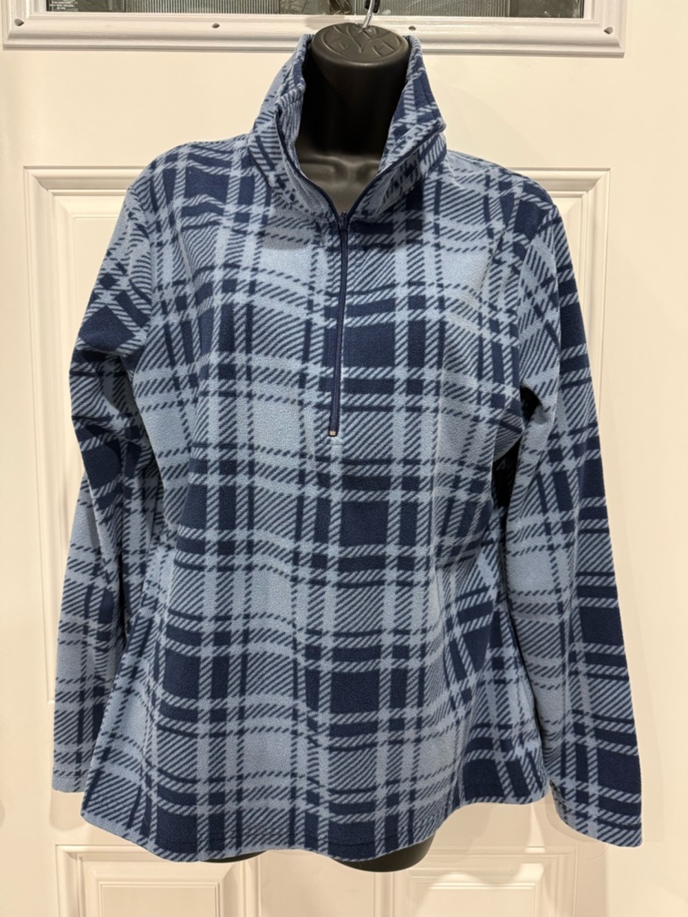 Natural Reflections Blue Plaid Quarter-Zip Fleece Pullover